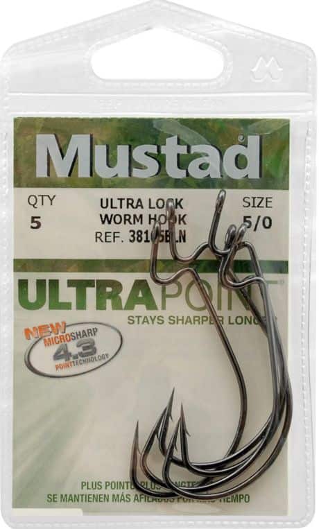 Mustad 5/0 Black Nickel Ultra Lock Worm Hook