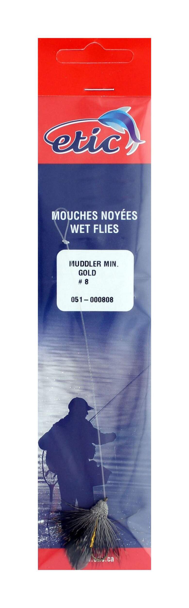 Etic Snelled Muddler Fly, Gold, Size H08 Front_Flat