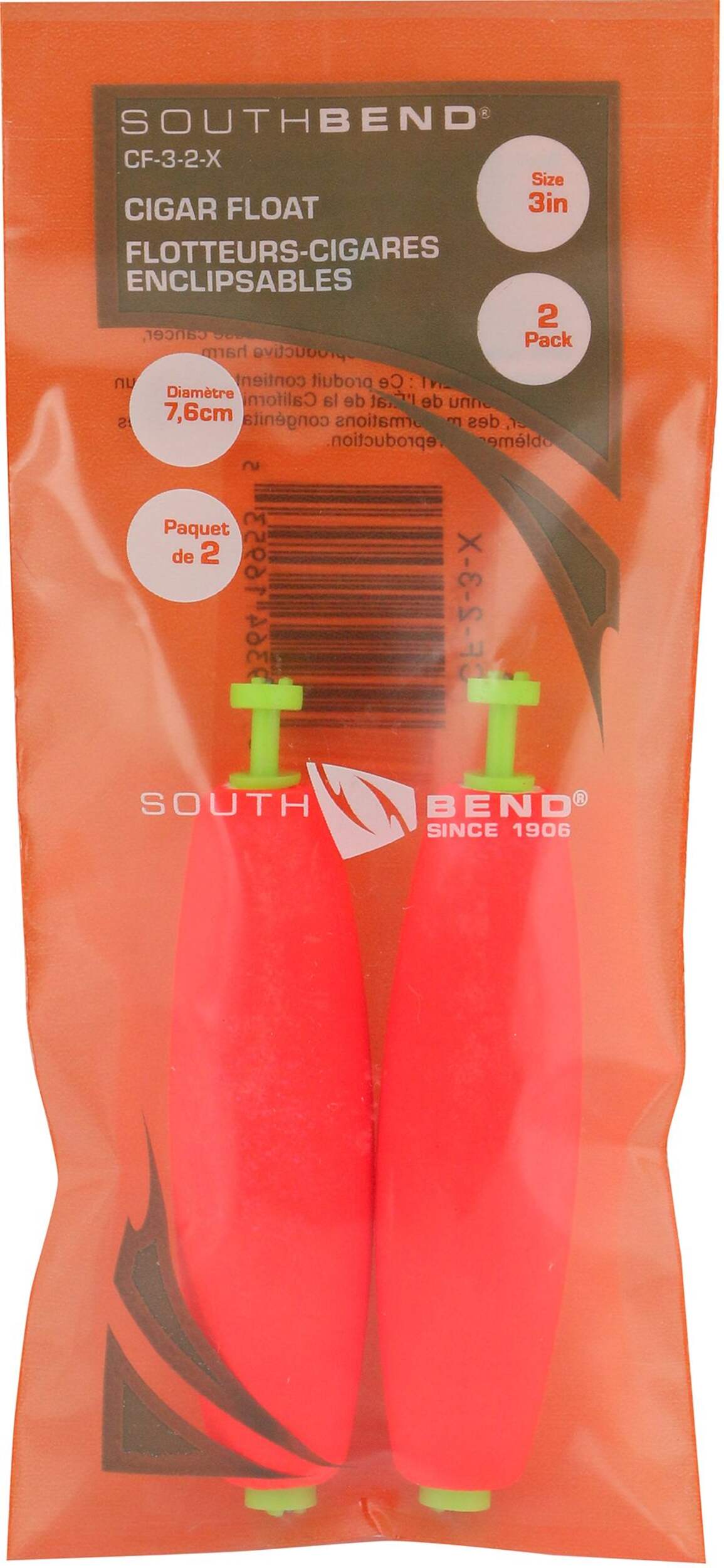 South Bend Cigar Float, 3-in, 2-pk Front_Flat