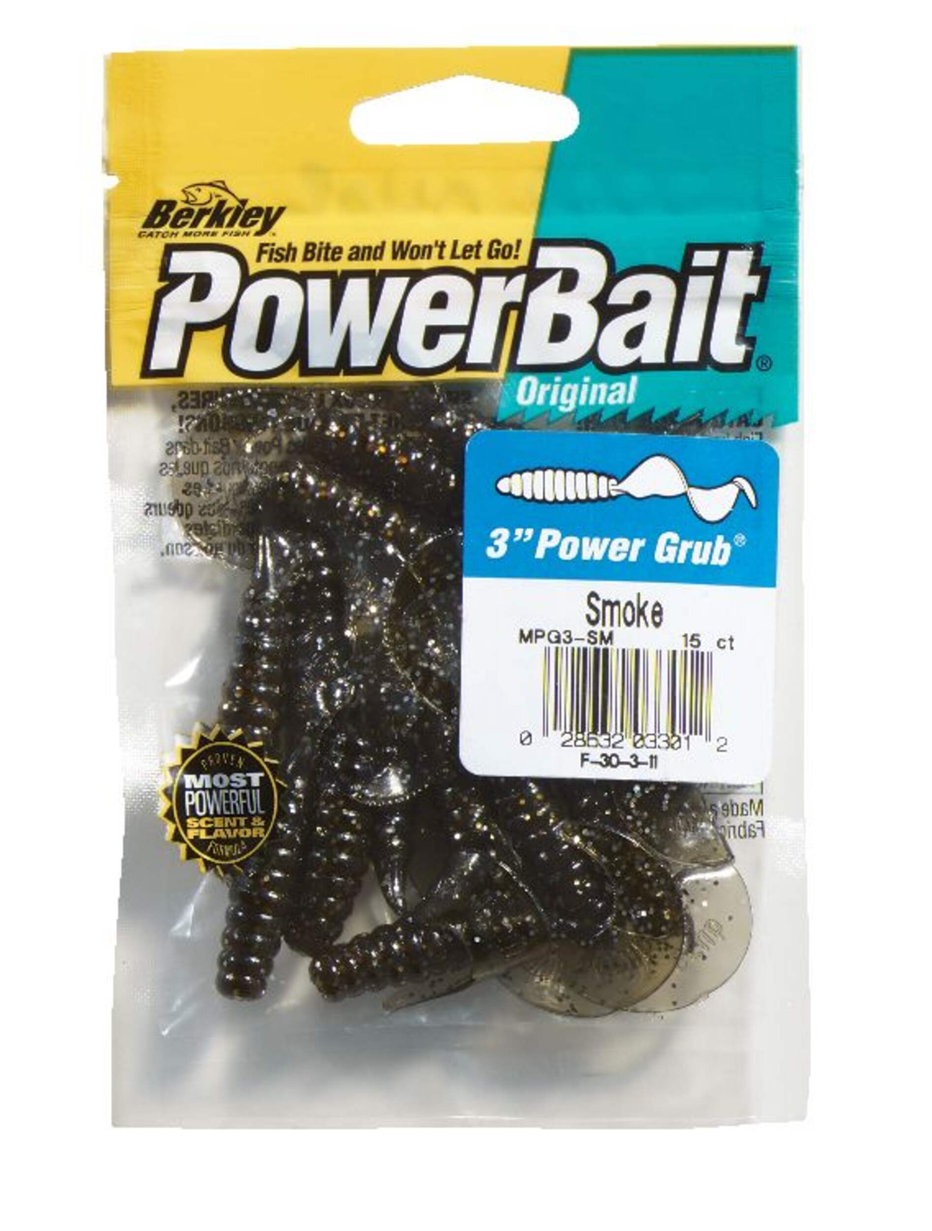 Berkley PowerBait Grub, 3-in Front_Flat