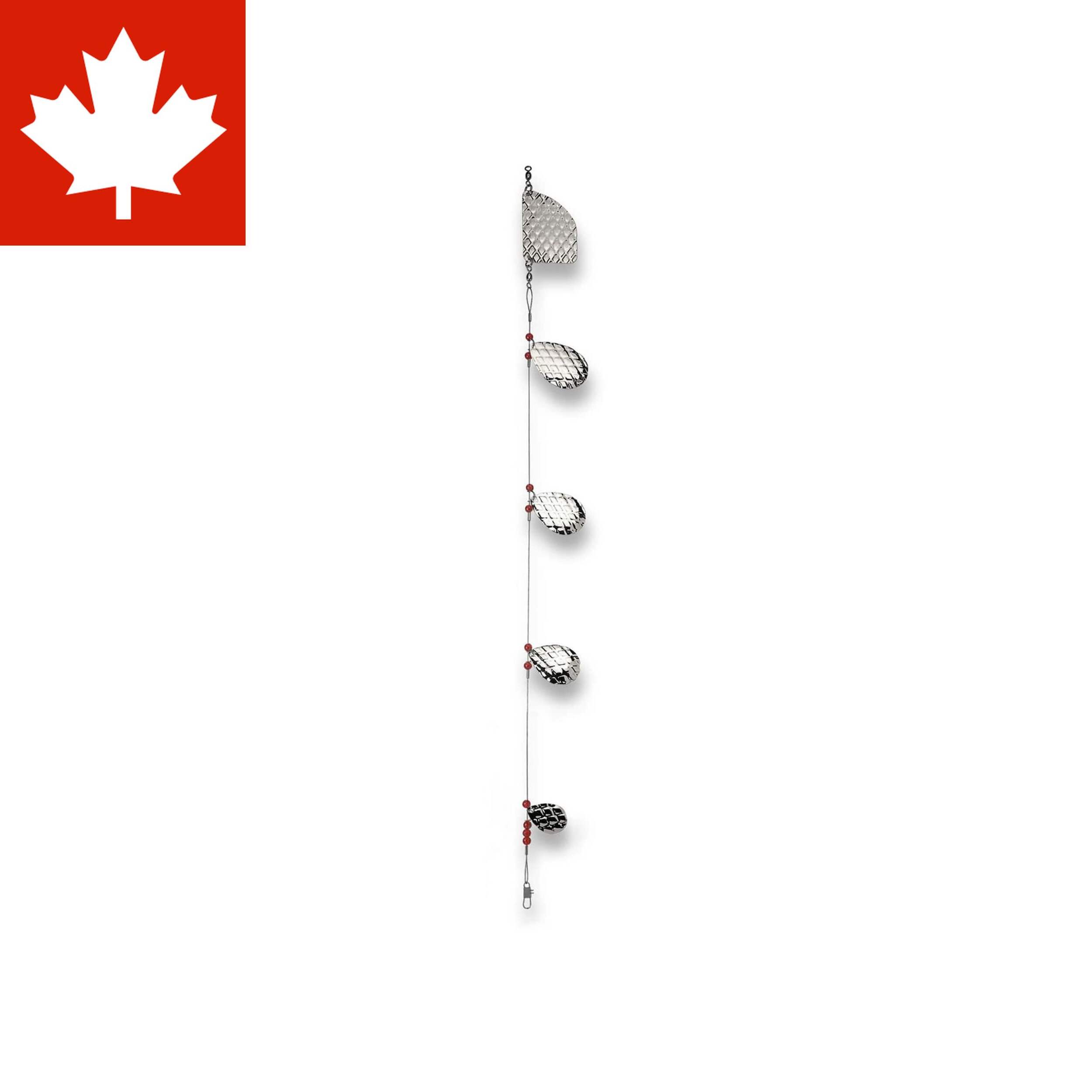 Leurre Lucky Strike Lake, à losanges, nickel, 4 lames, 20 po Front_Flat