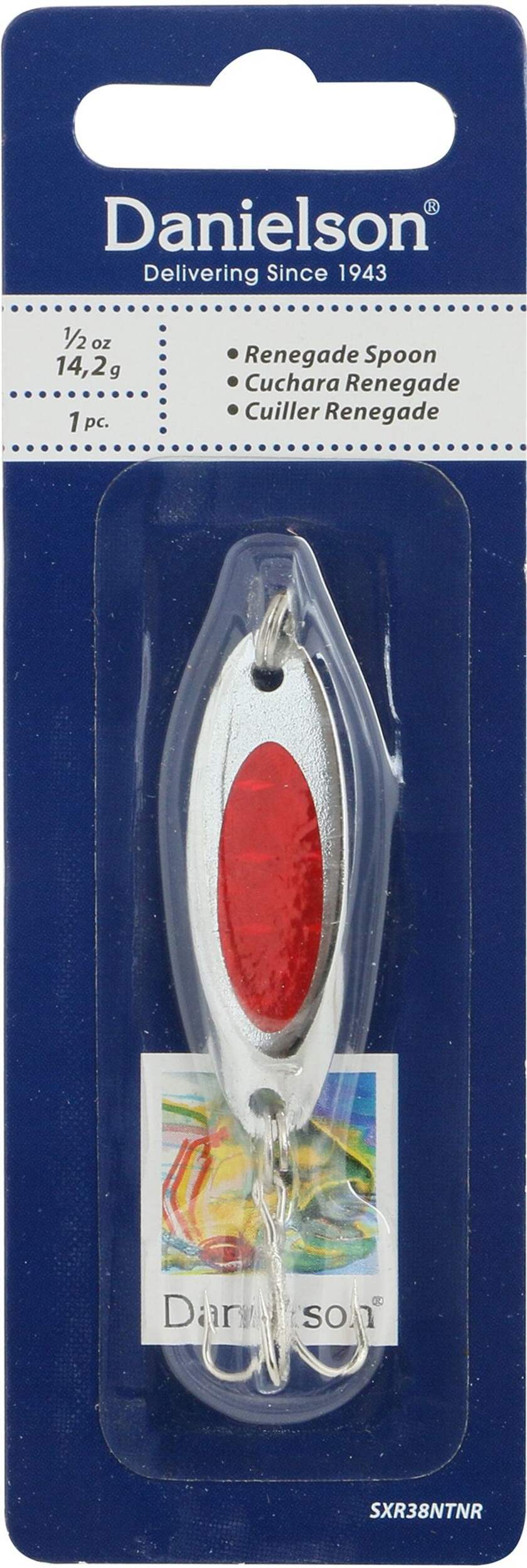 Danielson Renegade Spoon, Nickel/Red, 1/2-oz Front_Flat