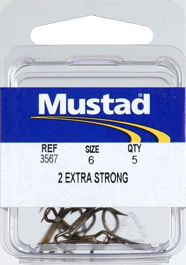 Mustad 3565 Bronze O'Shaughnessy Treble Hook 2x Strong 5 Pack 3/0