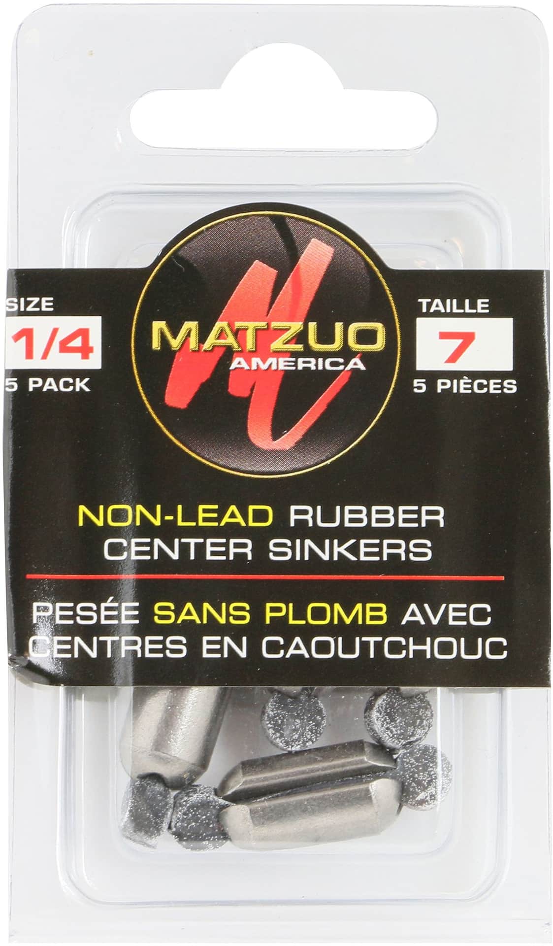 Matzuo Non-Lead Rubber Center Sinkers, 1/4-oz, 5-pk