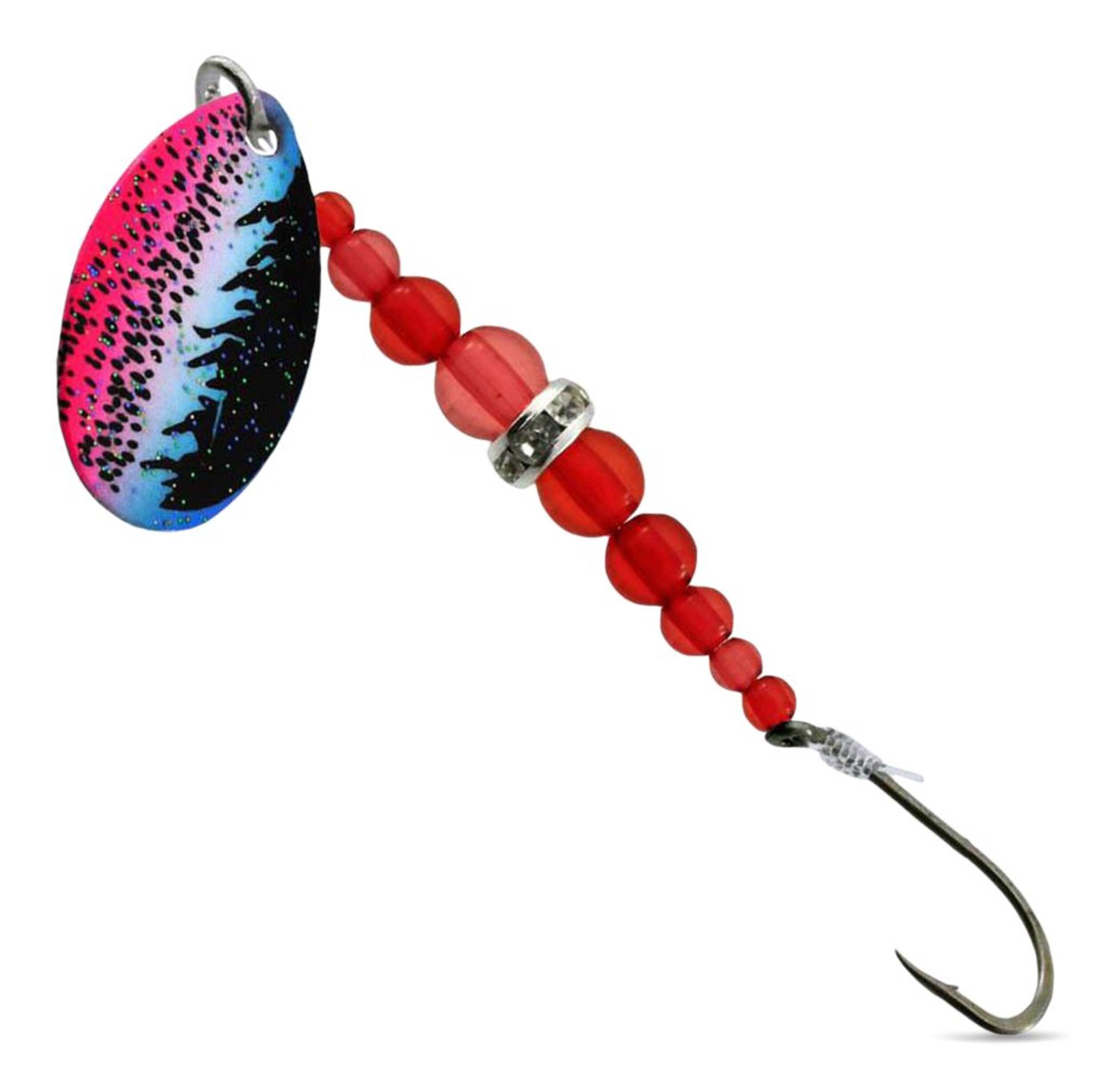 Gibbs Delta Sparkler, Rainbow Tiger/Ruby Red Bead, #6 Hook Front_Angled_Right