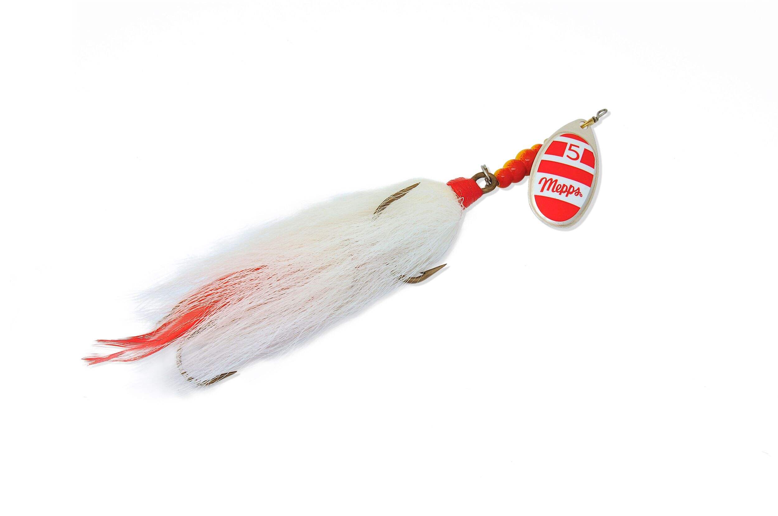 Mepps Musky Killer, Red/White Back_Angled_Right