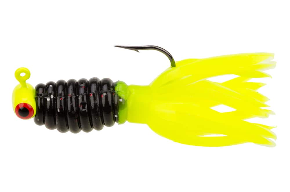 Big Bite Baits 1 1/2 inch Crappie Tube (White/Chartreuse, 100 pack)