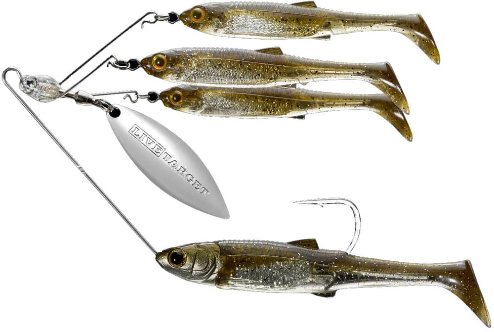Live Target 3/8 OZ BaitBall Spinner Rig Smoke/ Silver