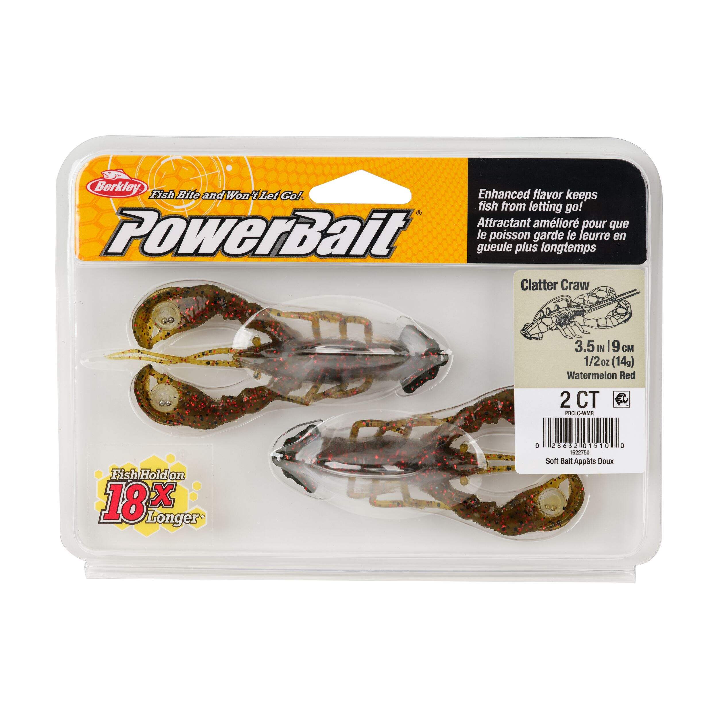 Berkley PowerBait® Clatter Craw 3-in Swamp Craw Pre-Rigged Bass Bait Front_Flat