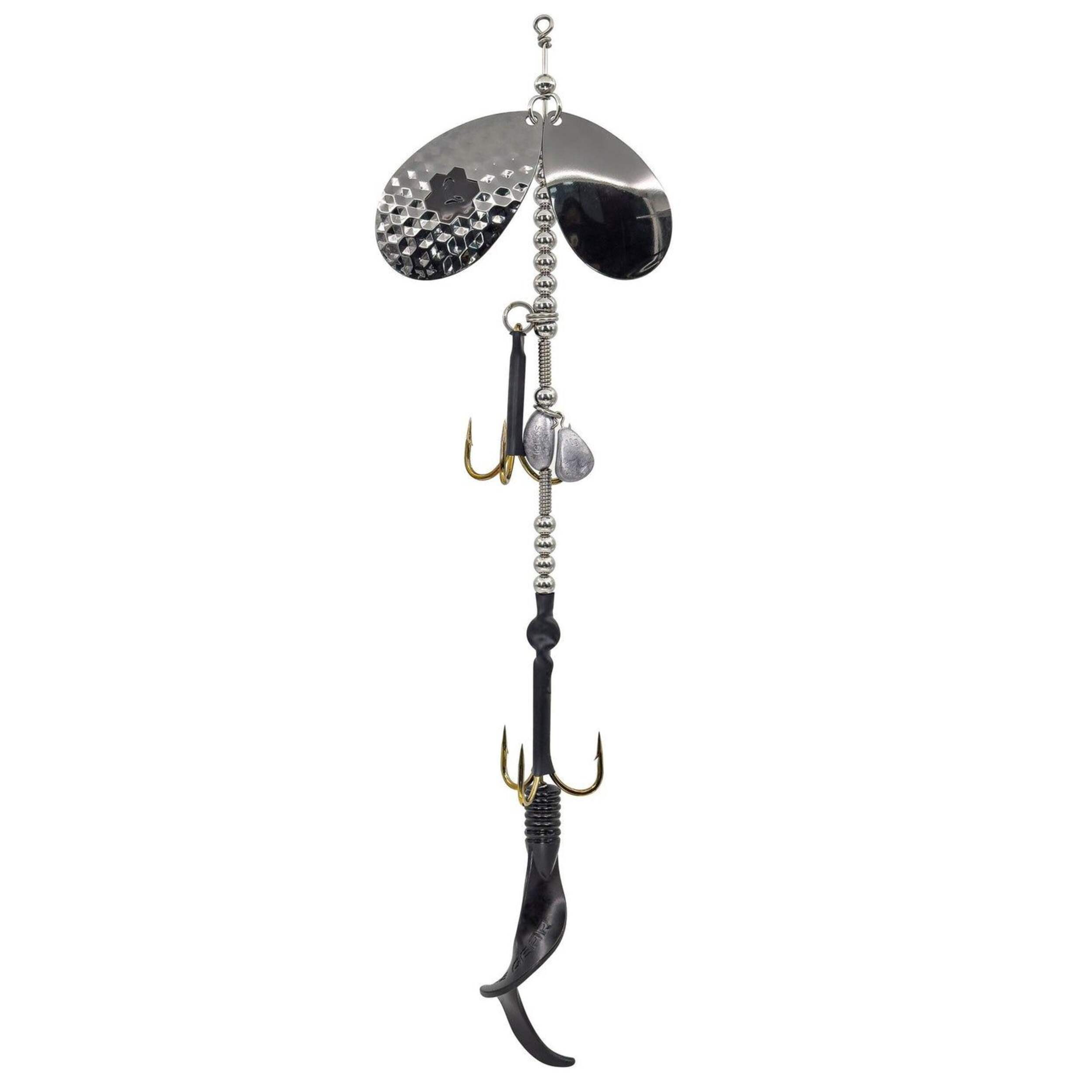 Savage Gear Double Blade 1/2 oz Black Chartreuse Bucktail Lure Front_Flat