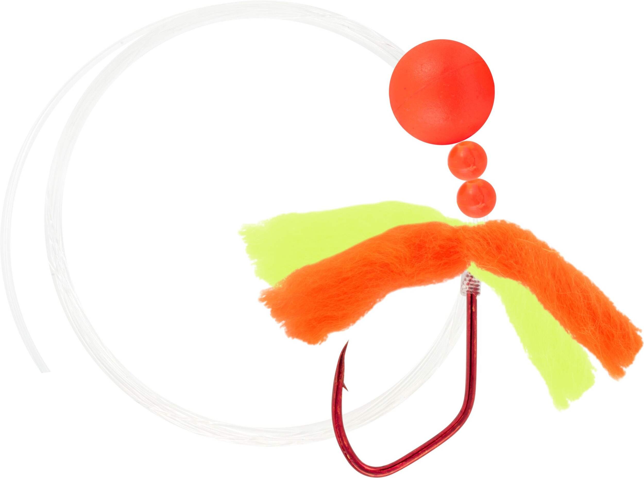 Danielson Ez Drift Rig for Salmon/Steelhead, Fire Rocket Red/Red/Chartreuse Orange Overhead_Flat