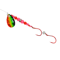 Leurres Gibbs Guide Series Wedding Band, lame crevette tigrée, perles roses/rouges