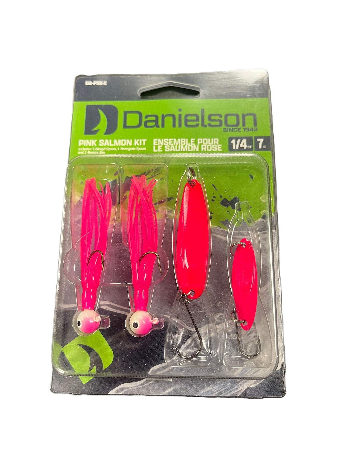 Danielson Pink Salmon Jig and Spoon Kit, 4 Piece River Fishing Kit