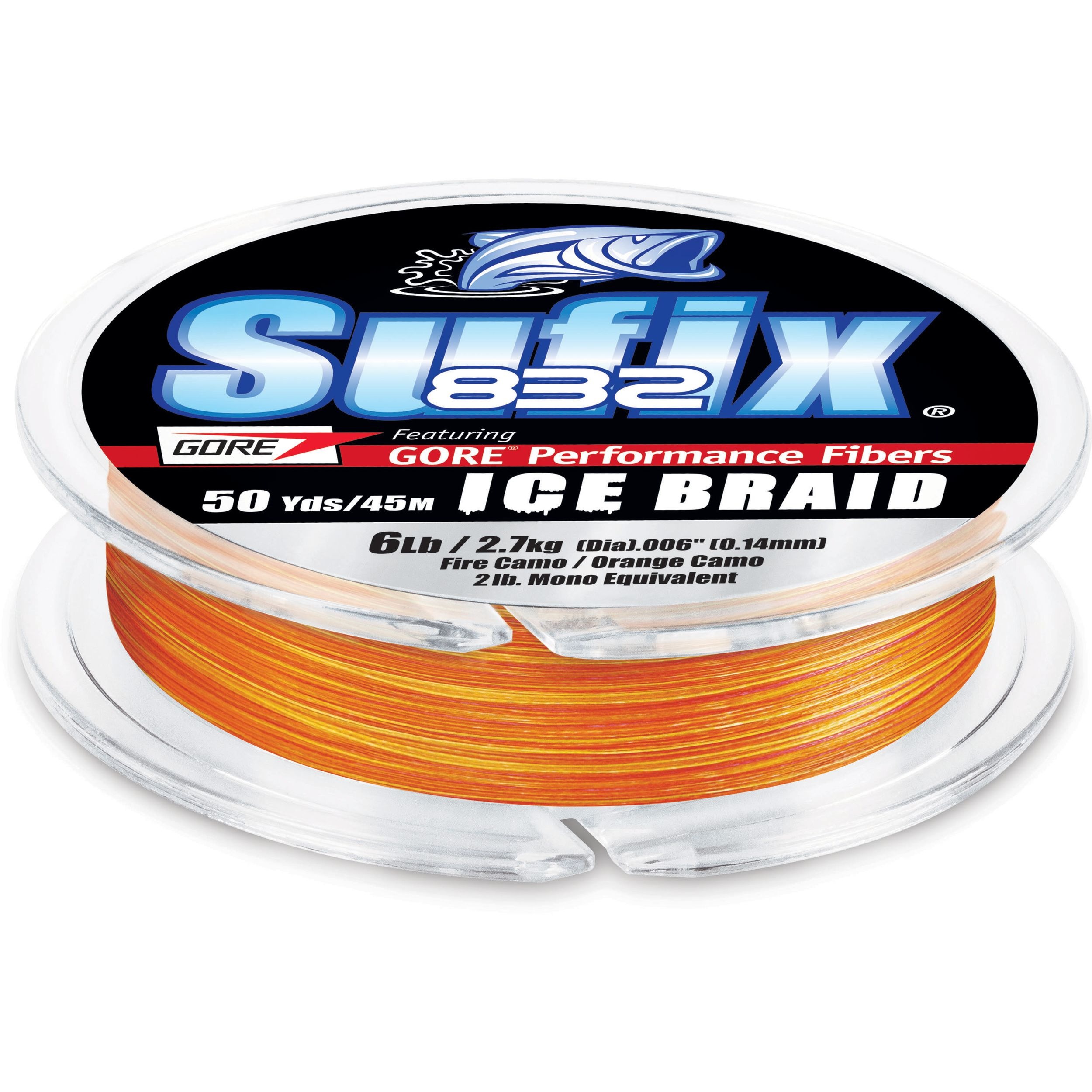 Suffix 832 Ice Fishing Braid Fishing Line, Orange, 6-lb | Canadian