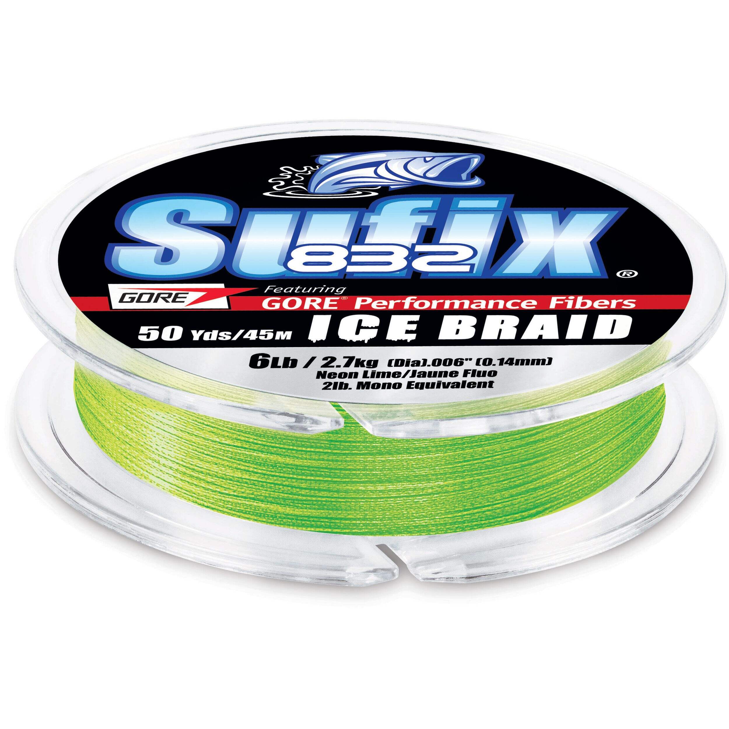 Suffix 832 Advanced Ice Braided Fishing Line, Neon Lime Green, 20-lb, 147-ft Overhead_Plunge