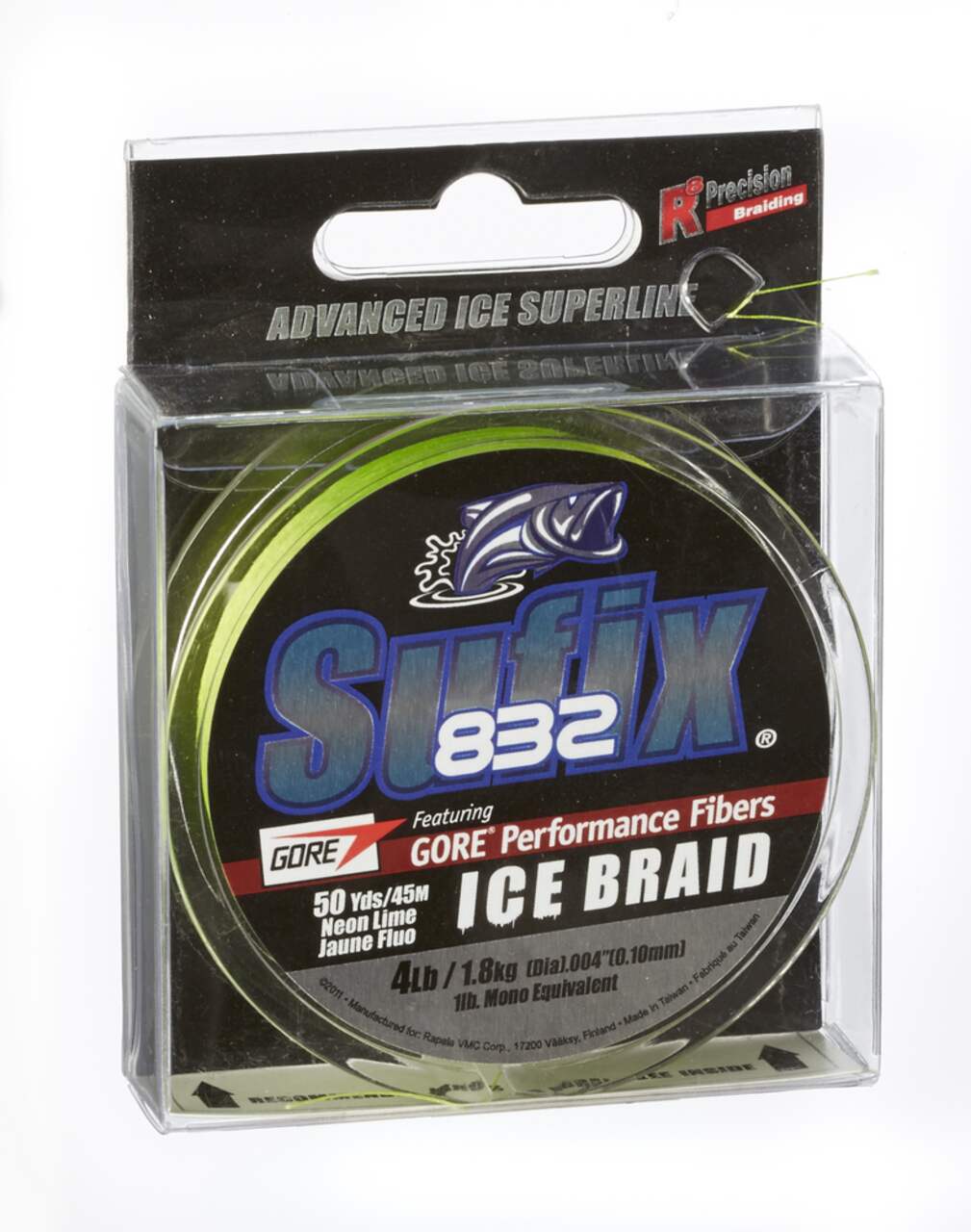 Sufix Performance Ice Fuse Fishing Line, Fluorescent Neon Fire, 8-Pound