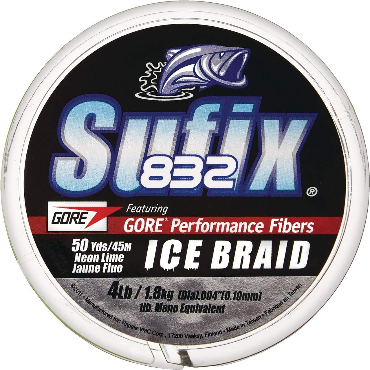 Sufix 50 Yard 832 Advanced Ice Braid Fishing Line - 30 Lb. - Neon
