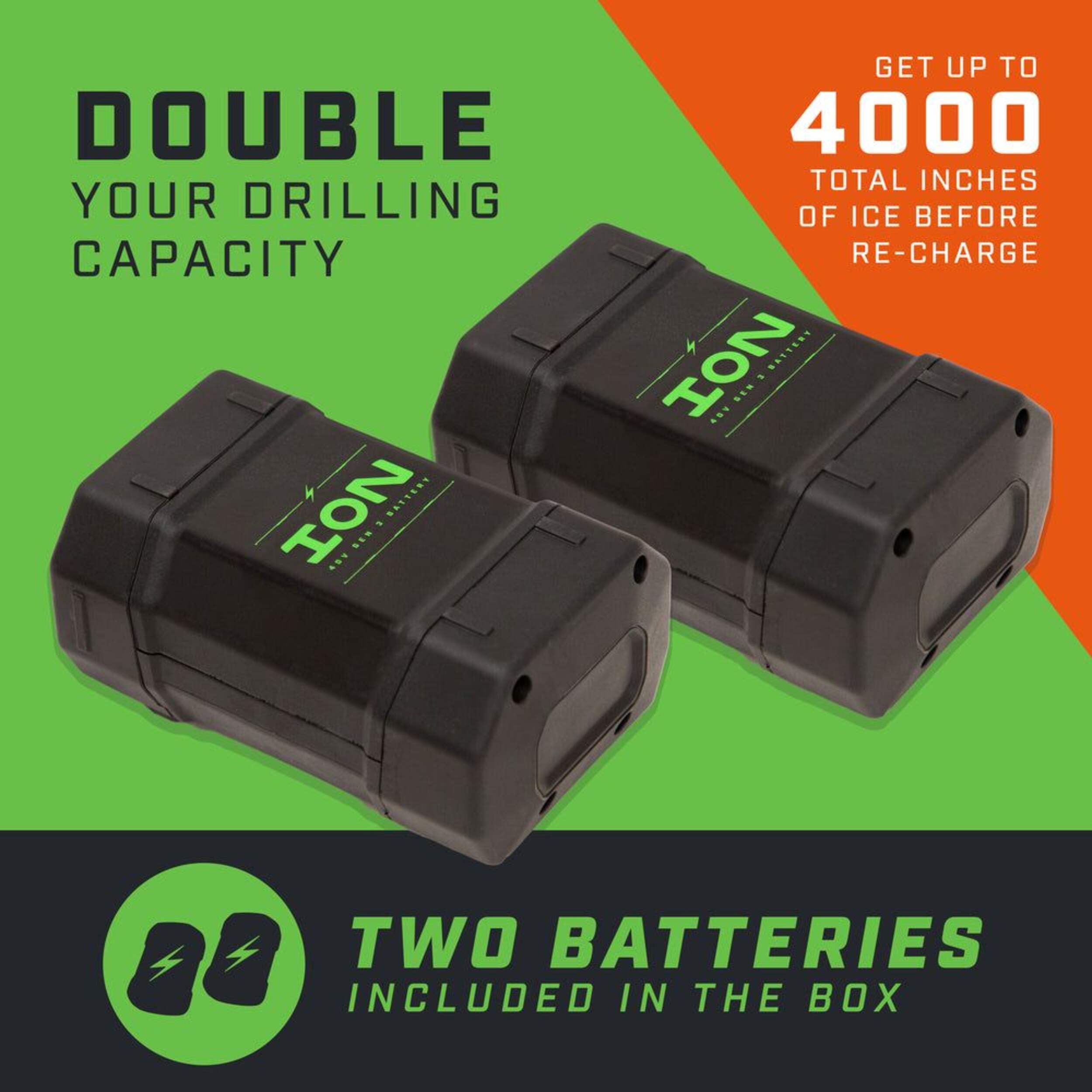 ION Alpha Plus Polymer Ice Auger, Includes 2 Batteries, 8in Canadian