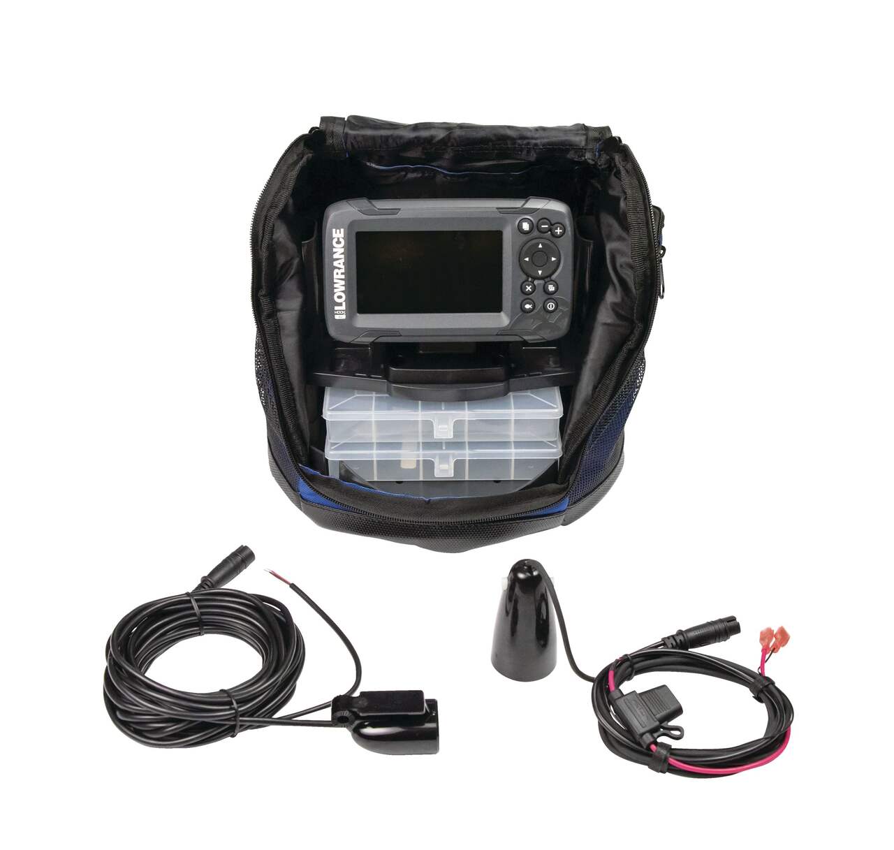 Lowrance HOOK² Ice Fishing and All-Season Pack with HOOK² 4X Fish Finder,  Two Transducers, Battery, Charger and Carry Case - eNautical