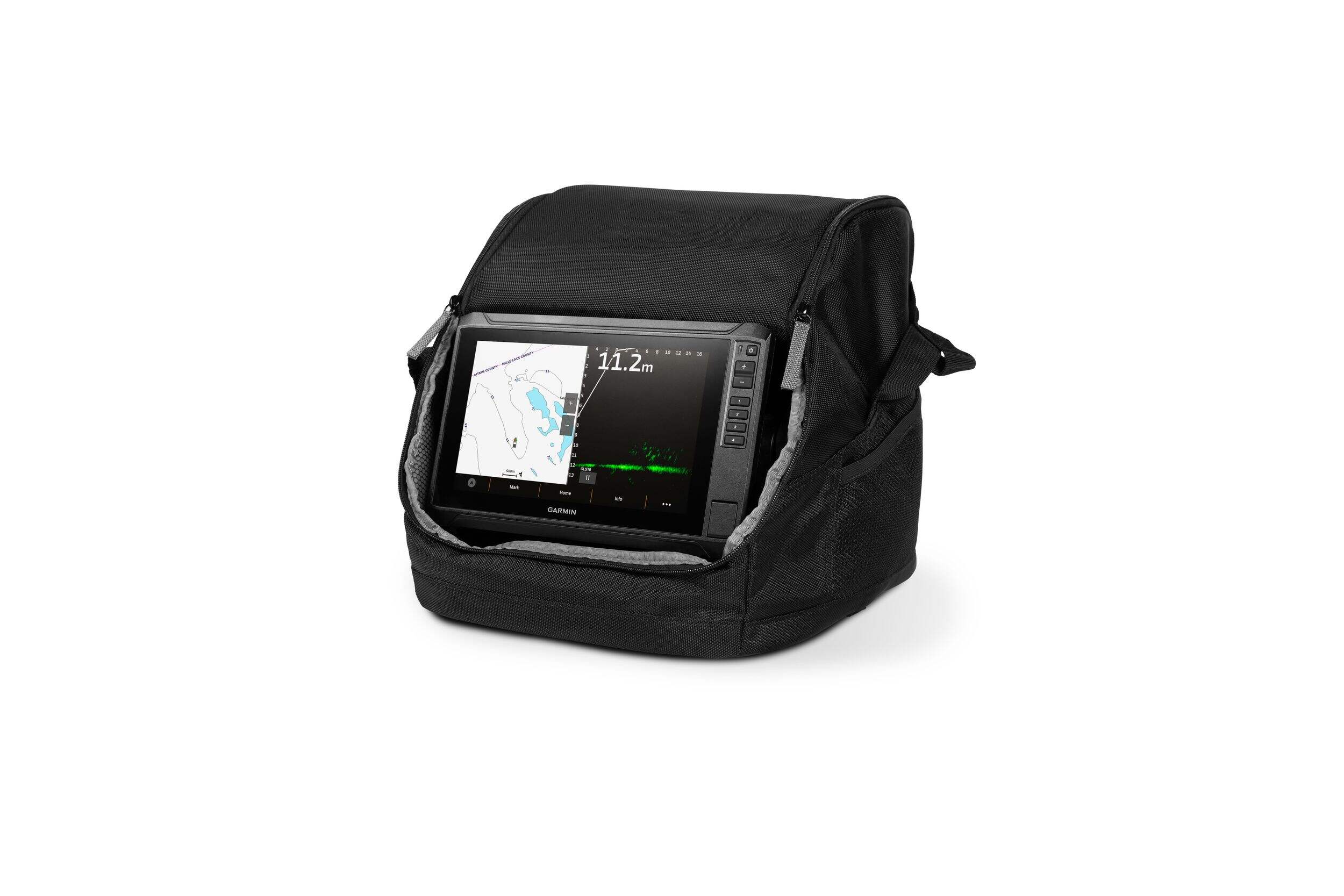 Ens. pêche blanche Garmin UHD2 95sv Livescope Ice Front_Three_Fourths_Angled_Left