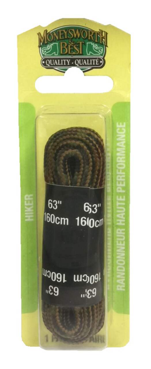 Moneysworth Best Round Hiker Sierra Shoe Laces for Hiking Shoes Boots 63 in Brown Green