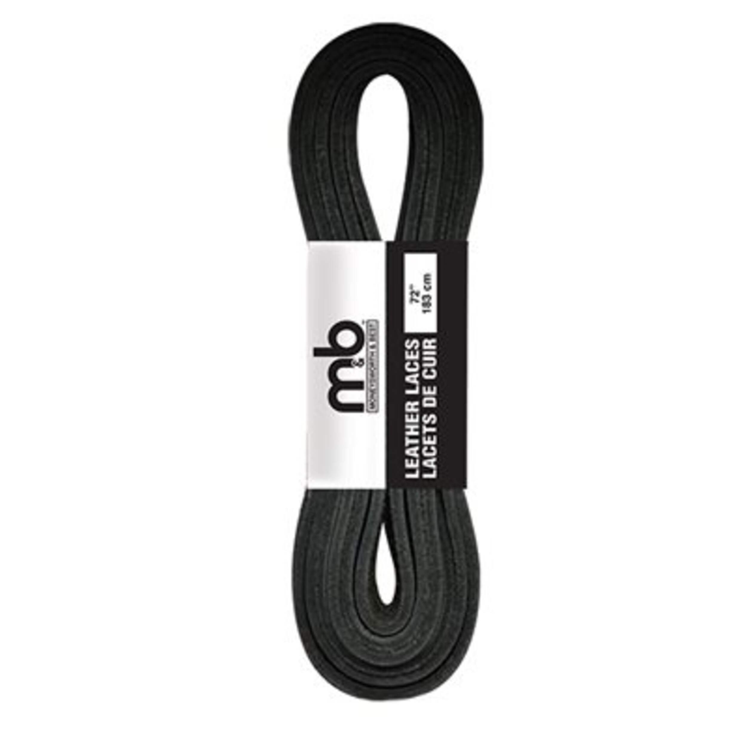 Lacets de chaussures en cuir Moneysworth & Best pour chaussures bateaux/artisanales/sport, 72 po, noir Overhead_Flat