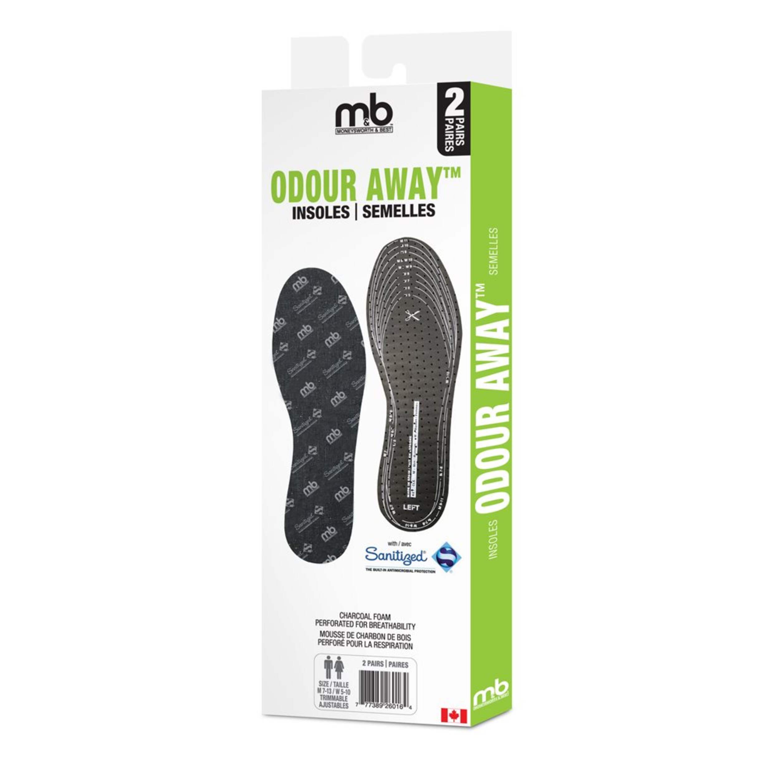 Moneysworth & Best Cold Weather Insulating Boot Insoles for Warmth 2-pk, One Size Front_Angled_Left