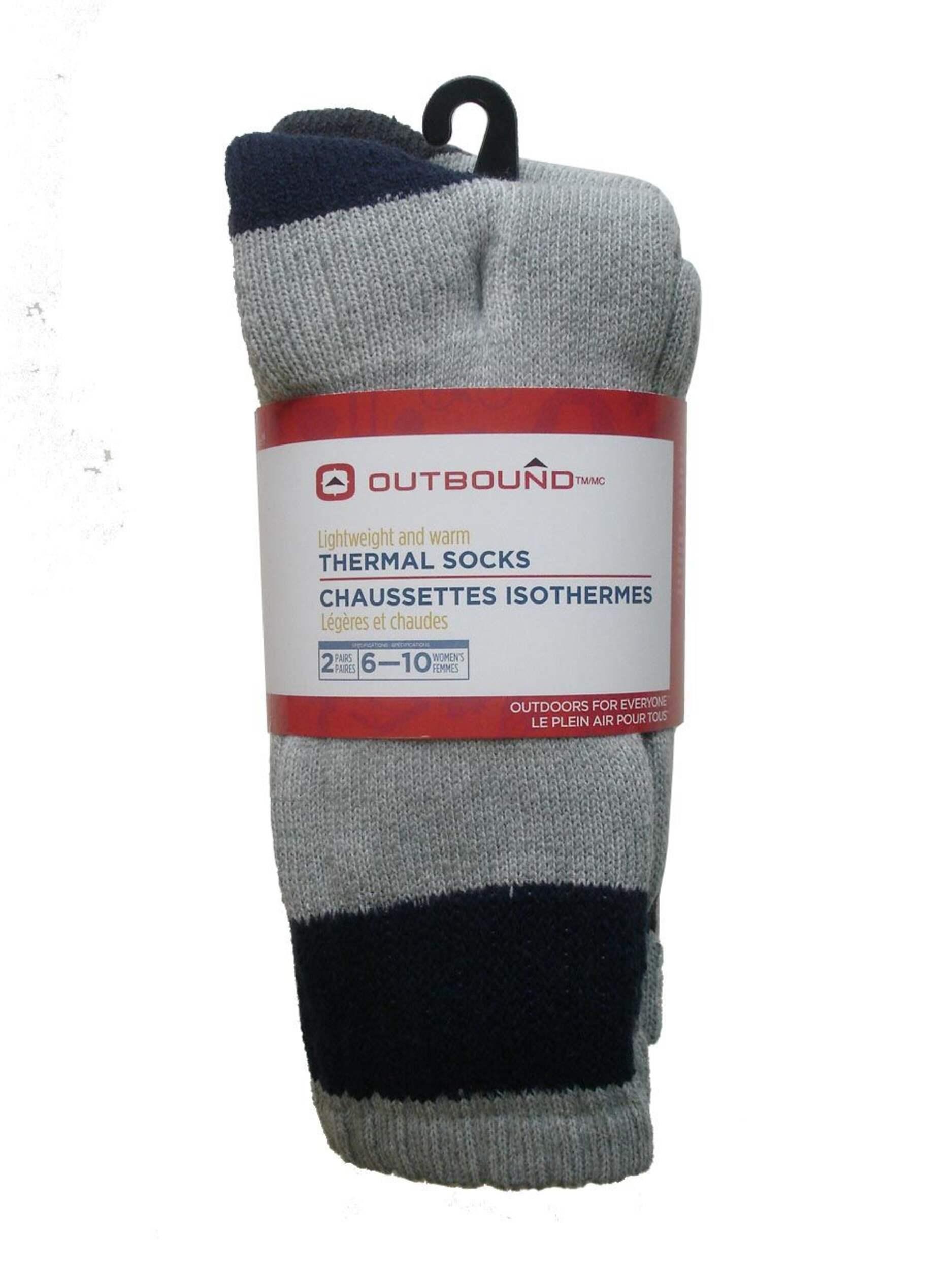 Outbound Women's Lightweight Warm Thermal Socks, 2-pk, Grey Front_Flat