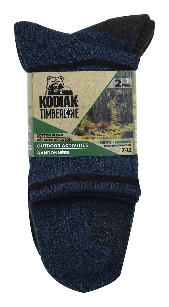 Timberline by Kodiak Men's Quarter Socks, Cushioned for Comfort, 2pk, Denim Blue Canadian Tire