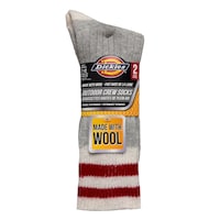 Dickies Men's Wool Crew Work Socks with Moisture-Wicking, 2-pk, Light Grey Front_Flat