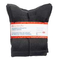 Outbound Women's Athletic Crew Socks, Cushioned Sole for Comfort, 6-pk, Assorted Colours Front_Flat