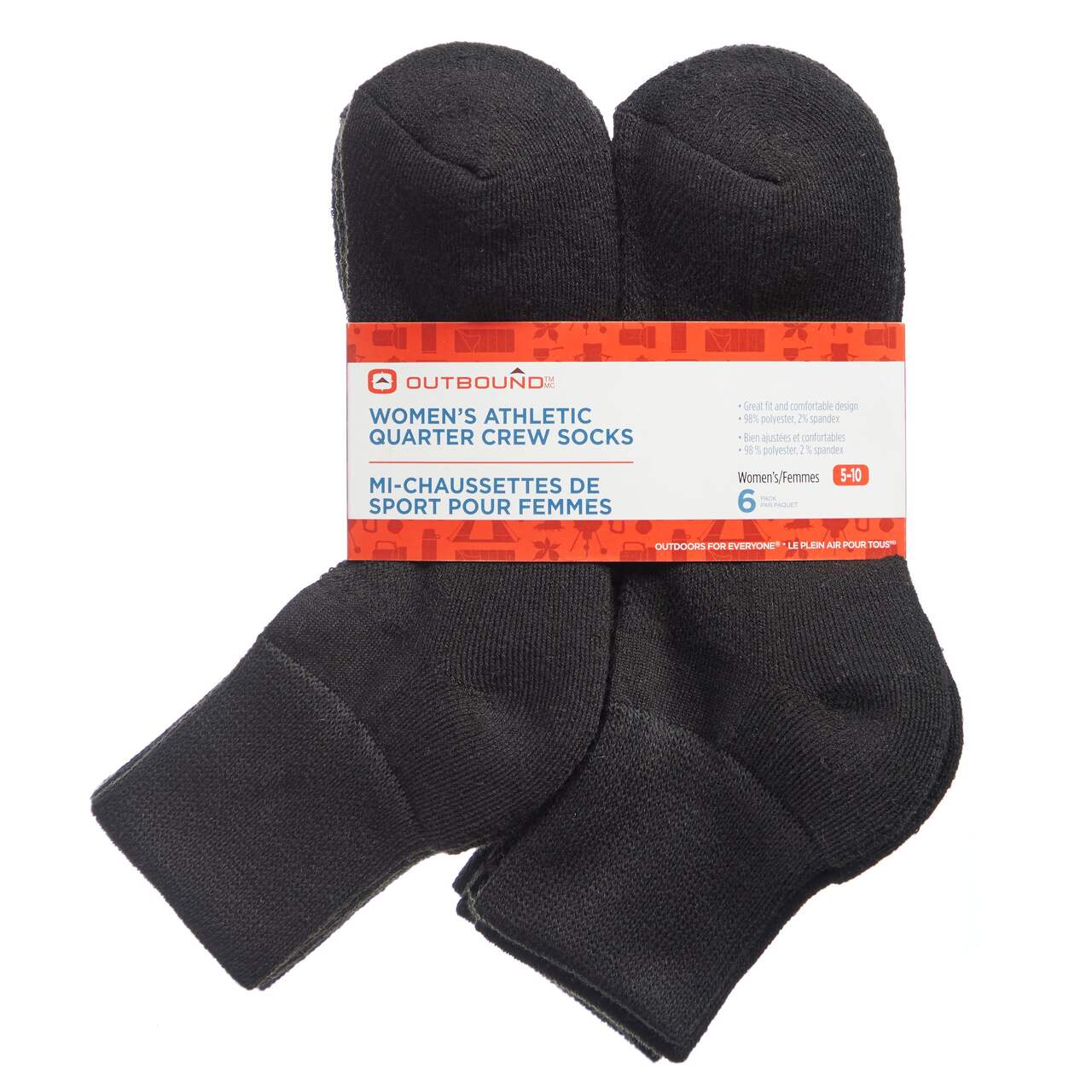 Outbound Women's Athletic Quarter-Crew Socks with Cushioned Sole