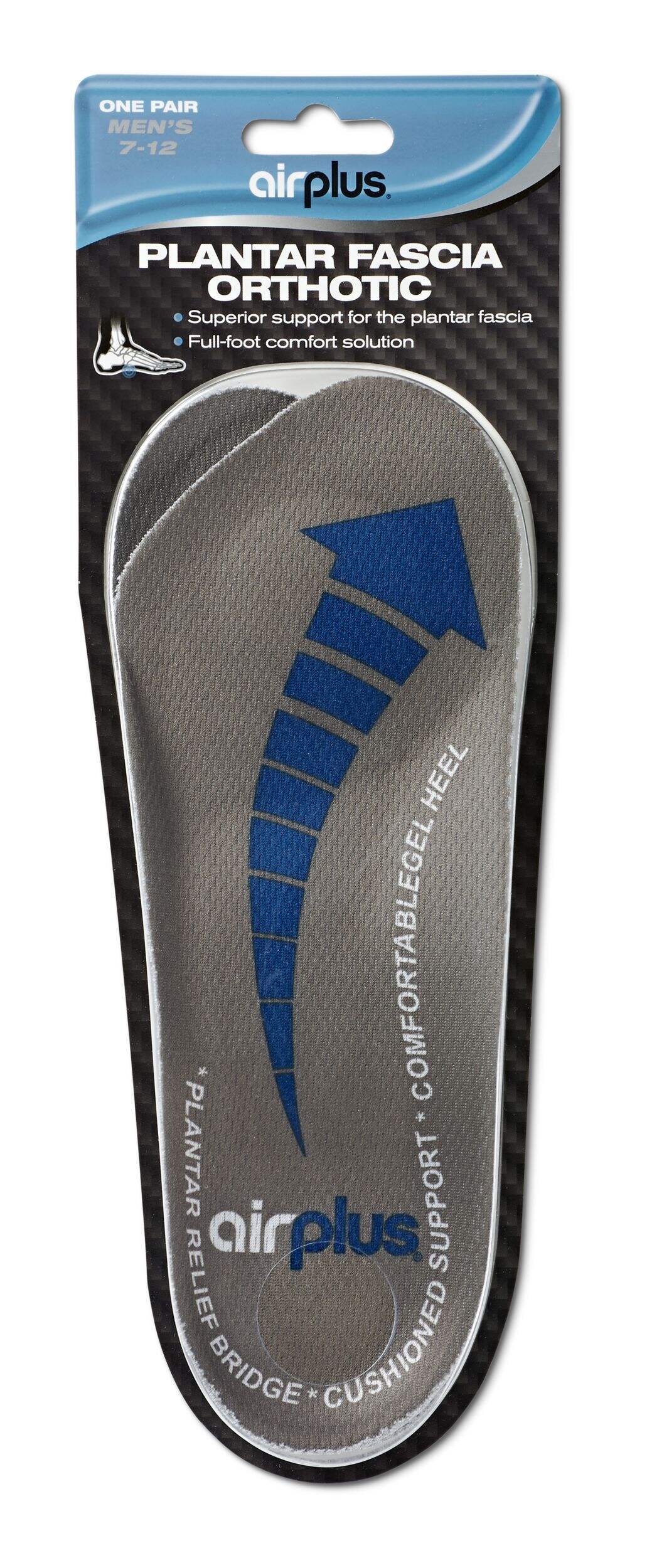 Airplus Plantar Fasciitis Men's Orthotic Shoe Insoles Front_Flat