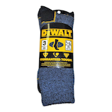 DEWALT Men's Everyday Cotton Blend Work Socks, Moisture-Wicking, 3-pk, Blue Front_Flat