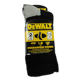 DEWALT Men's Specialty Non-Binding Comfortable Crew Work Socks, 2-pk, Black Front_Flat