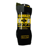 DEWALT Men's Merino Wool Blend Breathable Work Socks, Reinforced Heel and Toe, Black Front_Flat