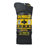 DEWALT Men's Everyday Work Socks, Cushioned for Comfort, Reinforced Heel/Toe, 2-pk, Black Front_Flat