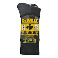 DEWALT Men's Everyday Work Socks, Cushioned for Comfort, Reinforced Heel/Toe, 2-pk, Black