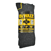 DEWALT Men's Everyday Cotton Blend Work Socks, Reinforced Heel/Toe, 3-pk, Black