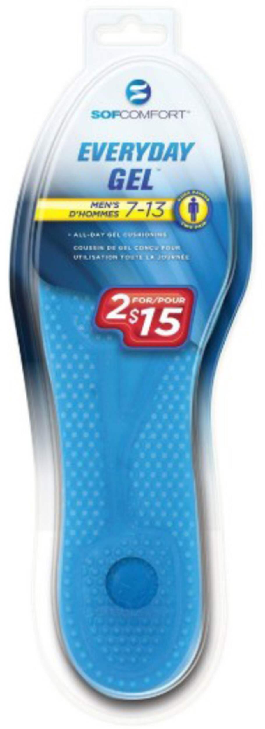 Airplus Men's SofComfort Everyday Gel Insoles, Superior Cushioning, 2-pk Front_Flat