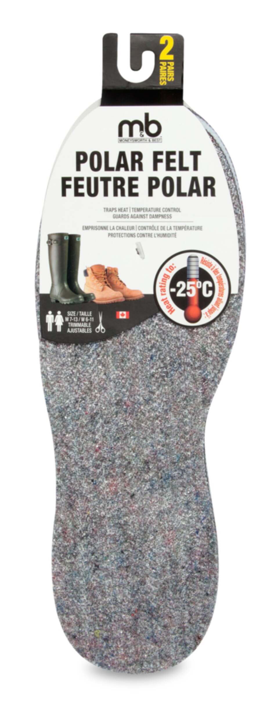 Moneysworth & Best Polar Felt Insoles, 2-pk Front_Flat