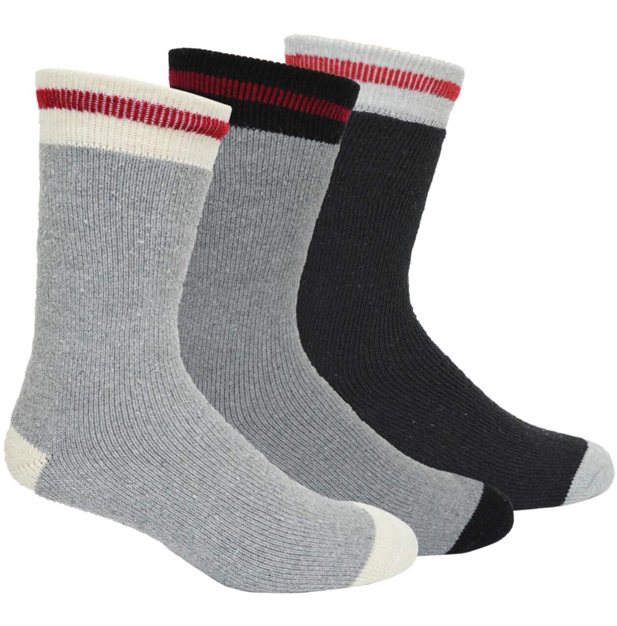 Timberline by Kodiak Men's Thermal Cotton-Blend Socks, Cushioned for  Comfort, 3-pk, Grey