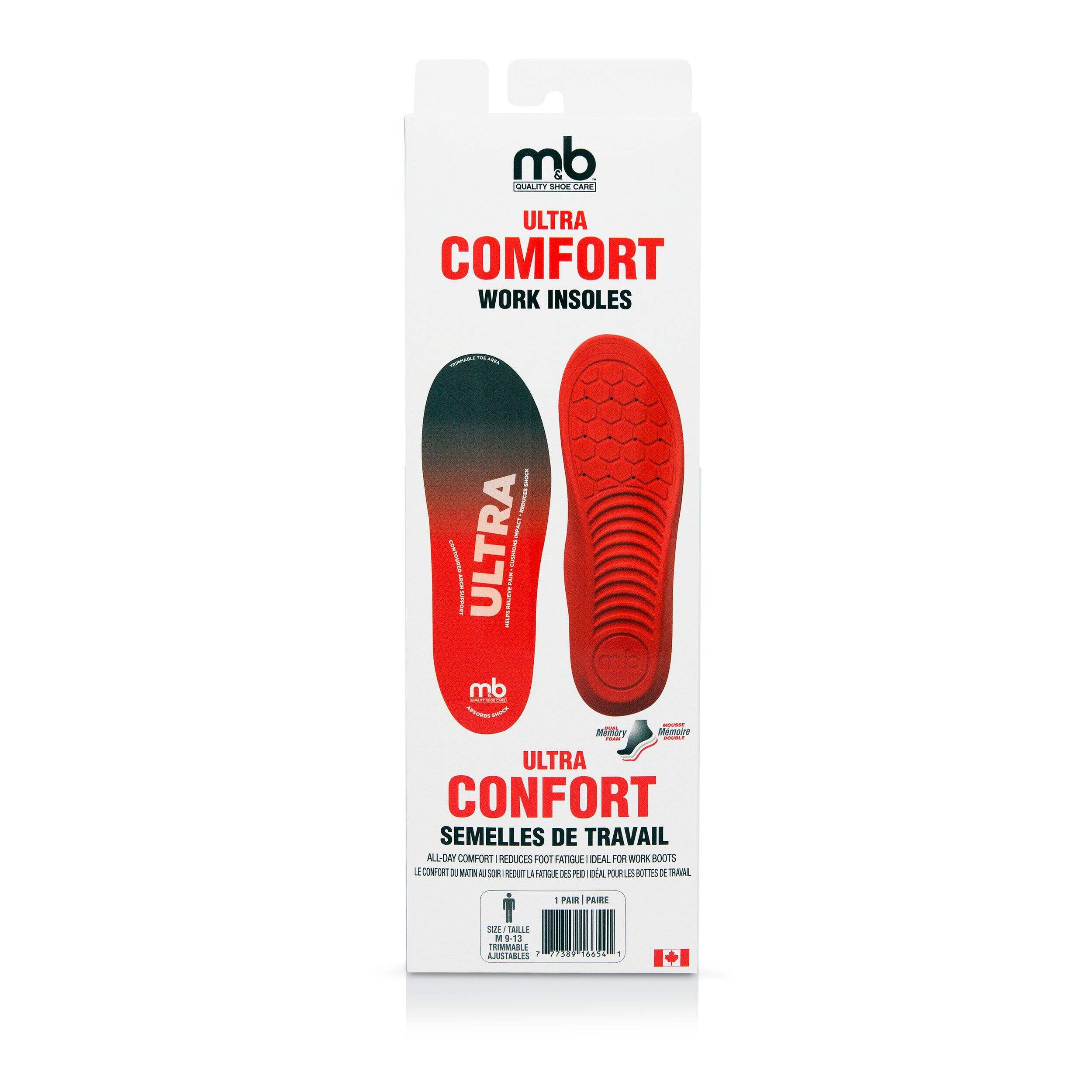Moneysworth & Best Poly Soft Mega Comfort Insole, One Size, Red Front_Flat
