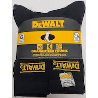 DeWalt Crew Work Socks, Black, 6-pk