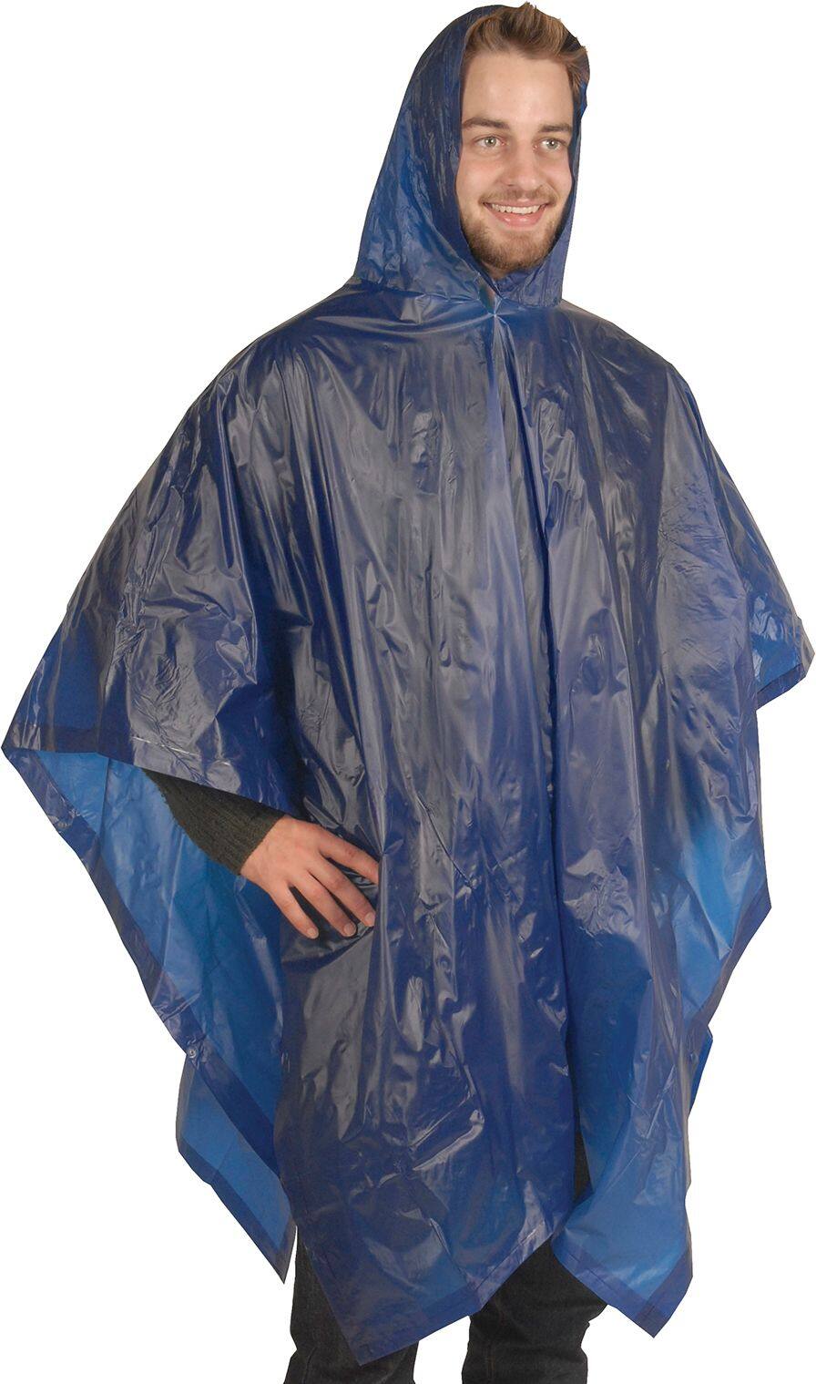 Adult Reversible Vinyl Poncho with Attached Hood for Camping