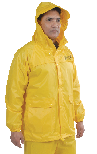 Wetskins Adult Fresh Water Waterproof Hooded Rain Jacket w/Zip Front, Yellow