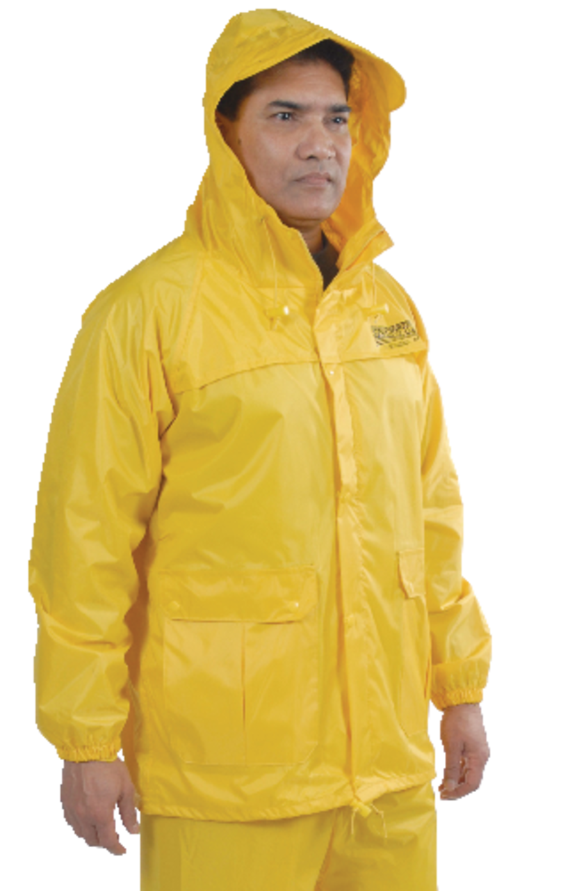 Wetskins Adult Fresh Water Waterproof Hooded Rain Jacket w/Zip Front,  Yellow