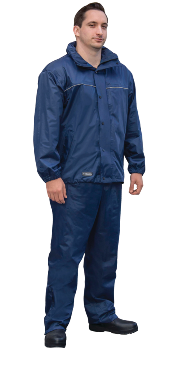 Wetskins Adult Waterproof 2-pc Rainsuit Incl. Jacket, Pants with  Lightweight Lining, Navy