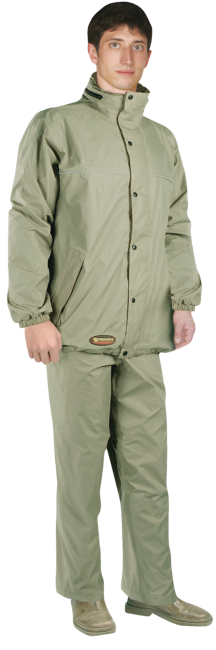Imperméable étanche 2 pièces Wetskins comprenant manteau et pantalon avec  doublure légère, vert