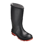 Men's Canadian-made Waterproof Rubber Rain Boots, Black with Red Sole